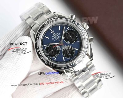 Swiss Replica Omega Speedmaster Racing Blue Black Dial Stainless Steel Watch 